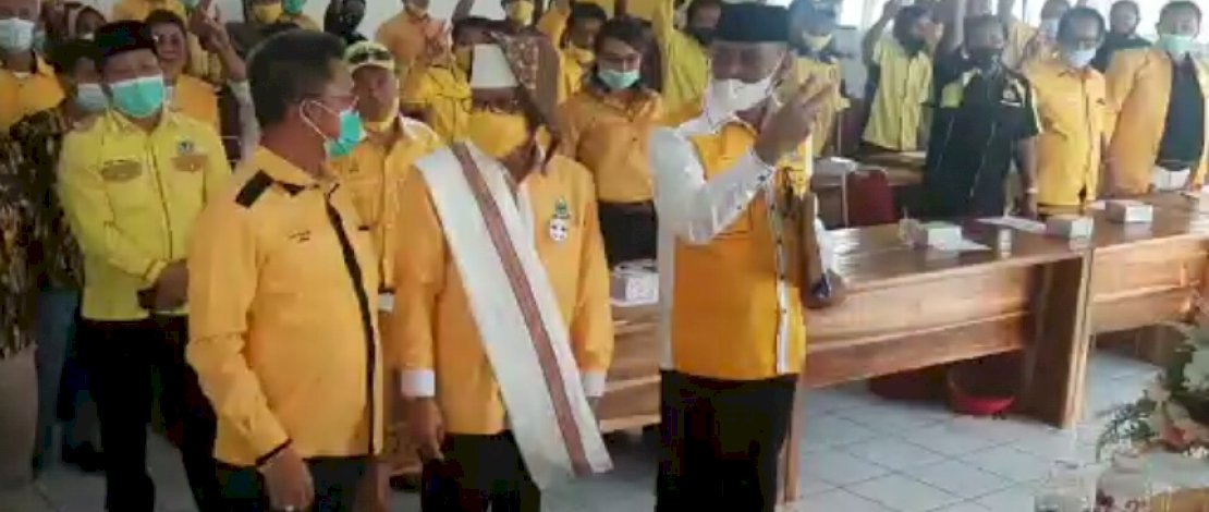 Tangkapan layar Ketua Golkar Sulsel, Taufan Pawe, menertibkan kader yang membangkang.