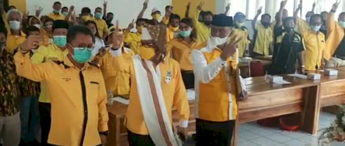 Tangkapan layar Ketua Golkar Sulsel, Taufan Pawe, menertibkan kader yang membangkang.