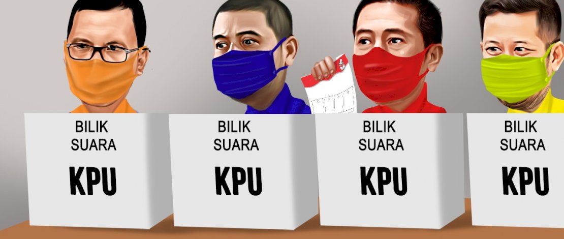 Ilustrasi 4 calon wali kota Makassar. (Ilustrator: M. Fadly Ali)