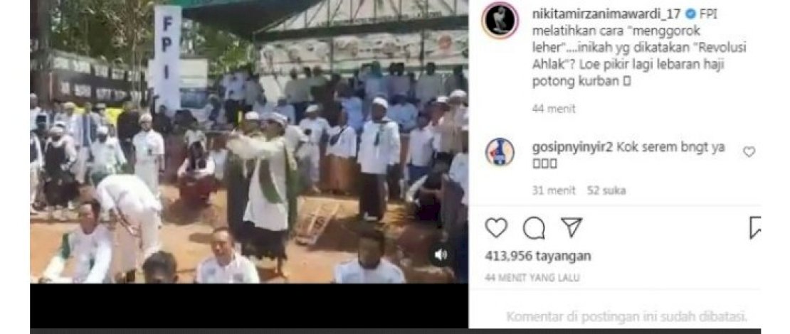 Nikita Mirzani dan video unggahannya.