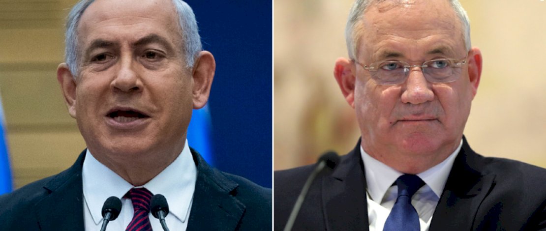 Benjamin Netanyahu (kiri) dan Benny Gantz (kanan). Benjamin Netanyahu (kiri) dan Benny Gantz (kanan).