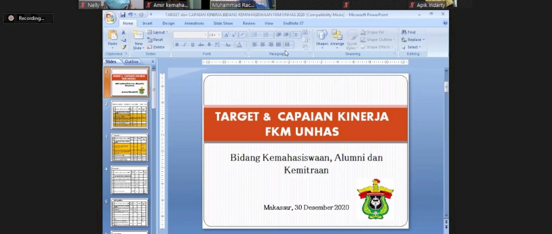 Suasana evaluasi virtual FKM Unhas.