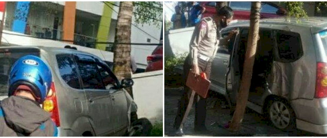 Lakalantas di median jalan Hertasning, Makassar.