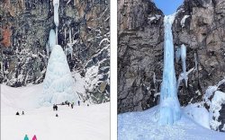 Turis Tewas Tertimpa Air Terjun Beku yang Runtuh di Rusia