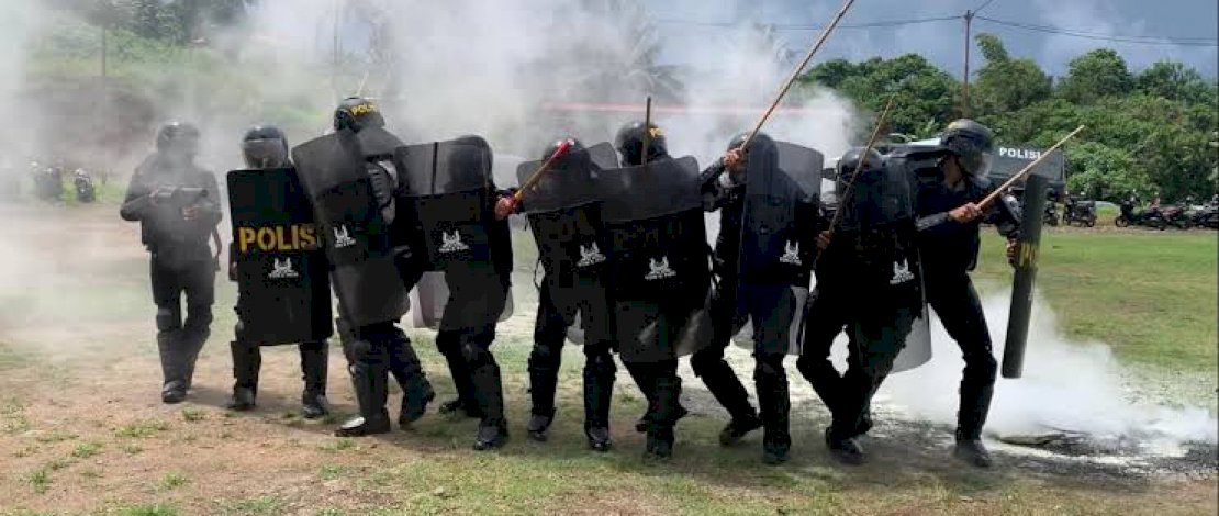 Suasana latihan CQB Batalyon C Resimen 1 Pelopor.