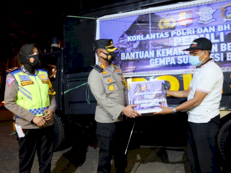 Polres Pinrang Bawa Bantua Korlantas Polri untuk Korban Gempa Sulbar