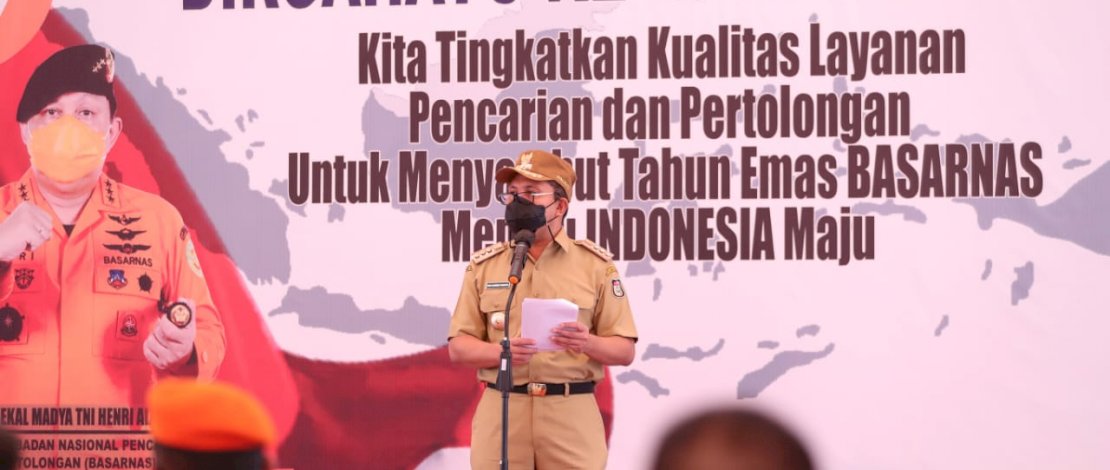 Wali Kota Makassar, Moh Ramdhan Pomanto saat menghadiri ulang tahun Basarnas.