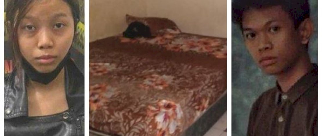 Pelaku Aisyah Alfika, kamar tempat penikaman dan Ari Pratama, korban penikaman.  