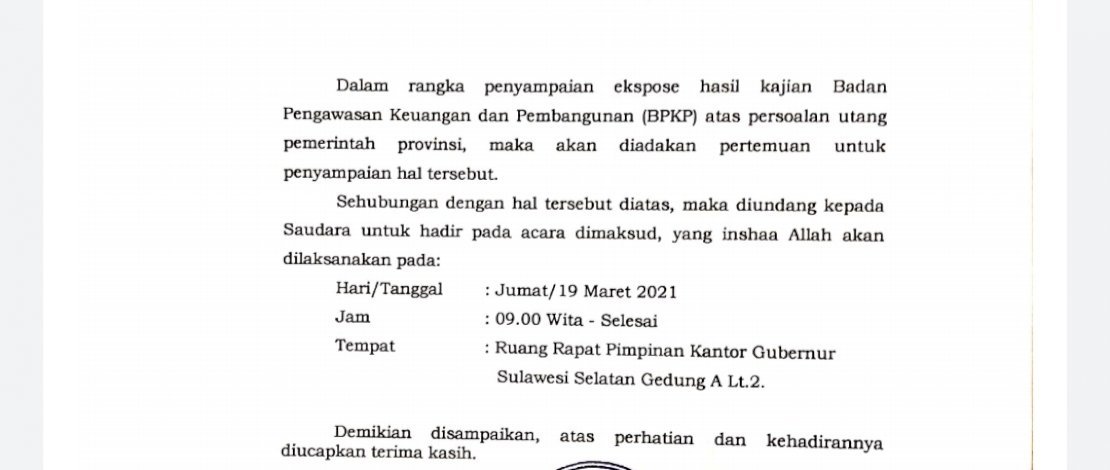 Pagi Ini, BPKP Ekspose Persoalan Utang Pemprov Sulsel