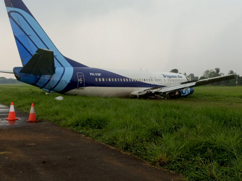 Pesawat Trigana Air Tujuan Makassar Tergelincir di Bandara Halim Perdanakusuma