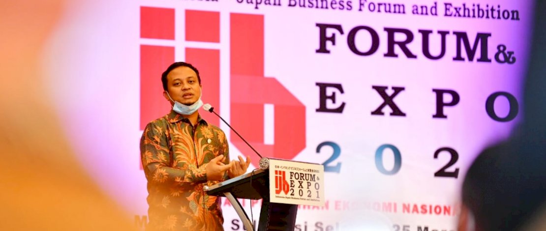 Plt Gubernur Sulsel, Andi Sudirman Sulaiman saat membuka launching Indonesia-Japan Bussines (IJB) Forum di Hotel Grand Claro Makassar, Kamis (25/3/2021).