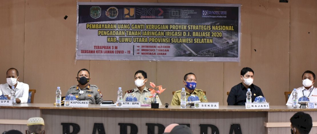 BPN Bayar Ganti Rugi Tanah Milik Warga Terdampak Pembangunan Bendung Baliase