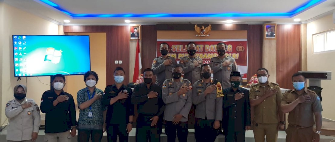 Polres Pangkep menerima kedatangan Tim Puslitbang Mabes Polri.