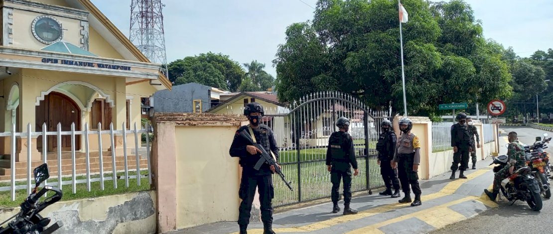 Amankan Perayaan Paskah, Batalyon C Pelopor Tingkatkan Patroli Ke Gereja Di Kab Bone