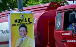 Jelang Musda, Banner Airlangga Hartarto-Taufan Pawe Hiasi Maros hingga Batas Makassar