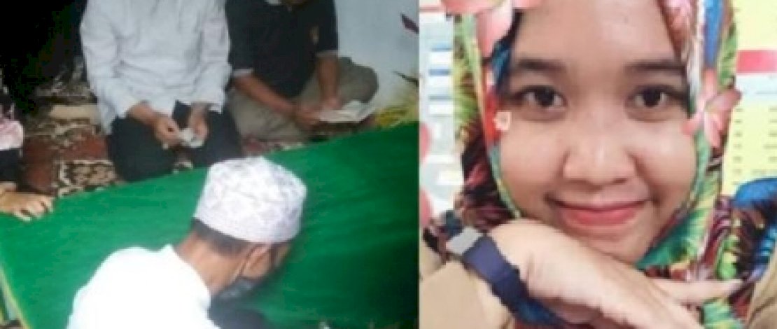 Jenazah Kiki disemayamkan. Foto lain, korban semasa hidup.