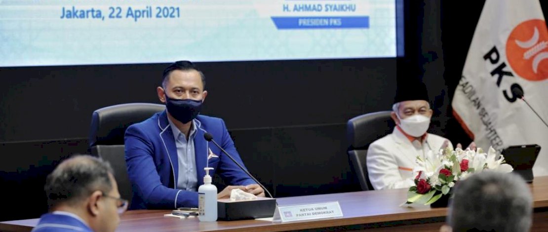 AHY saat menerima Presiden PKS, Ahmad Syaikhu.