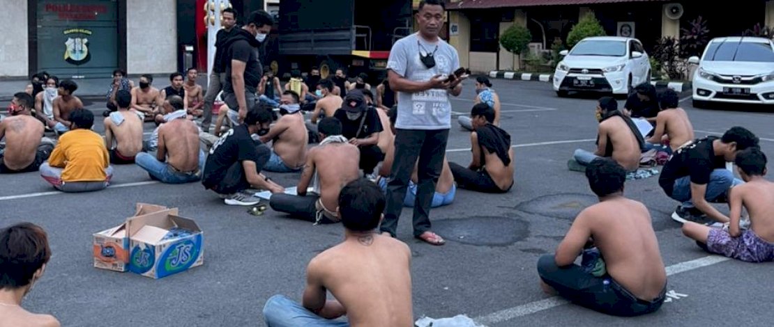 Preman terjaring razia di Mapolrestabes Makassar.