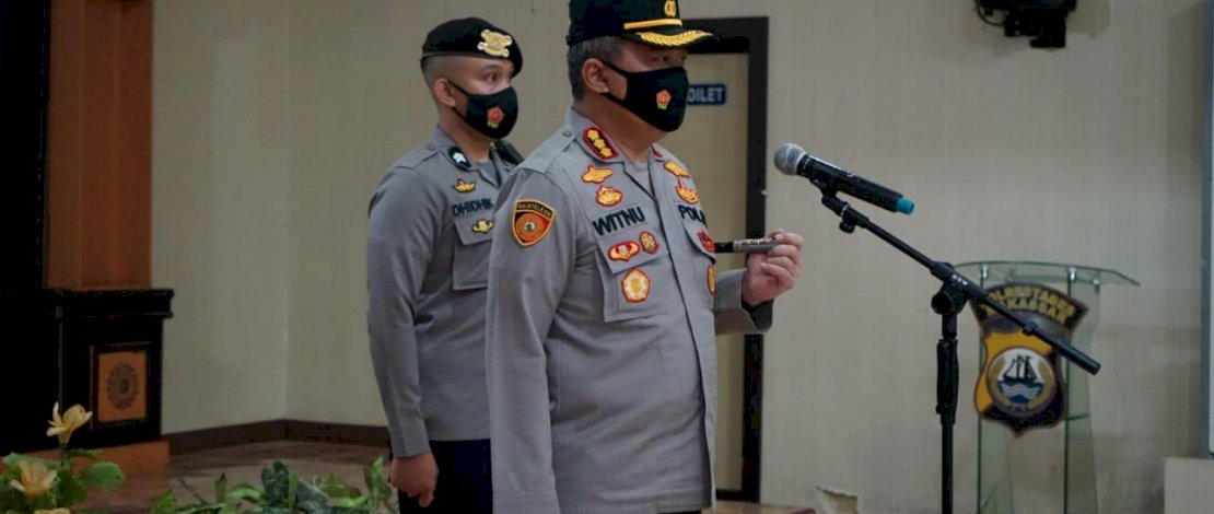 Suasana sertijab dua kasat dan Kapolsek Panakkukang di Mapolrestabes Makassar, Rabu, (16/6/2021) 