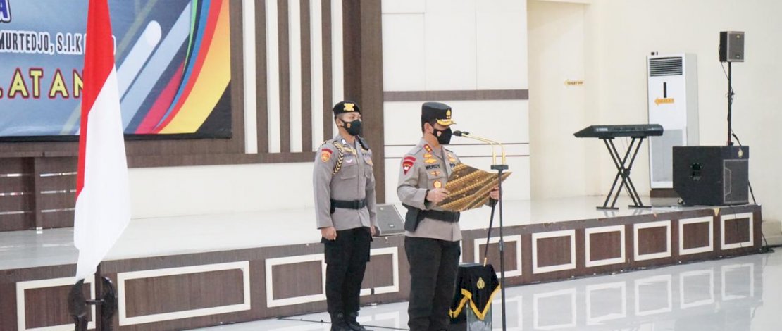 Suasana sertijab di Aula Mappaoddang Mapolda Sulsel, Kamis, 17 Juni 2021.