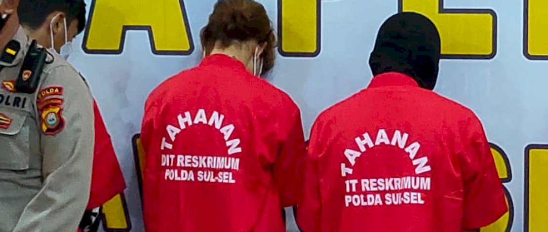 Suasana konferensi pers kasus pembunuhan dan pembakaran mayat Rian di Mapolda Sulsel.