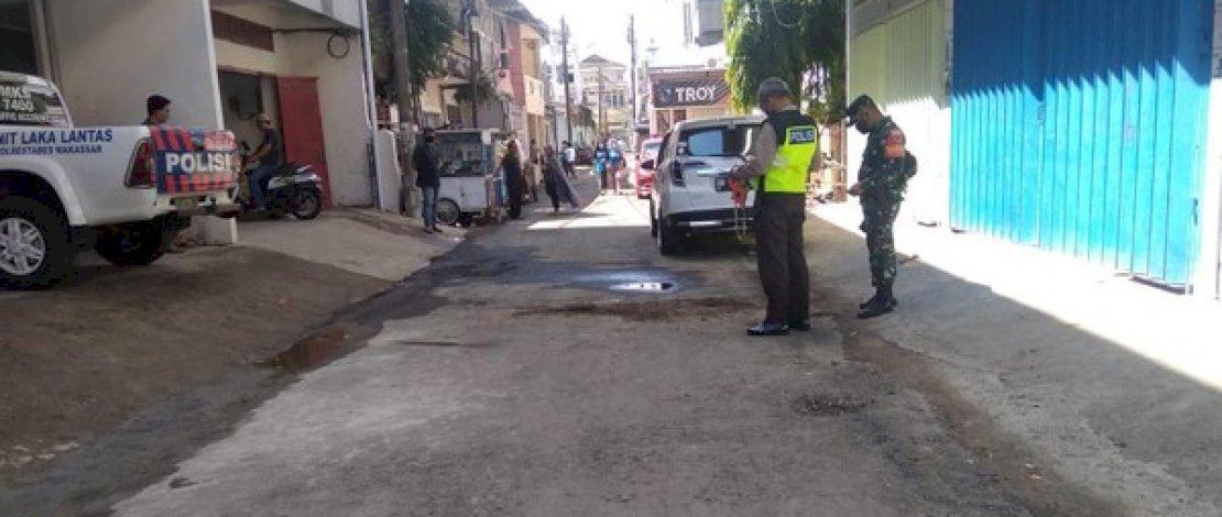 TKP bocah tewas terlindas mobil di Jl Bulo Gading, Makassar.