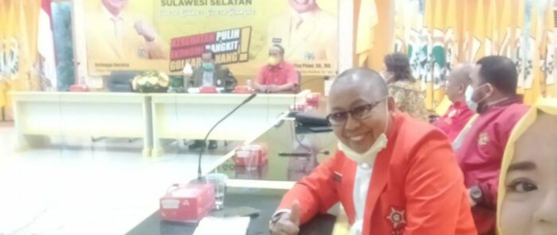 Koordinator Pengawas SMA/SMK di Dinas Pendidikan Sulsel, Mulyono Caco, saat menghadiri acara Partai Golkar.