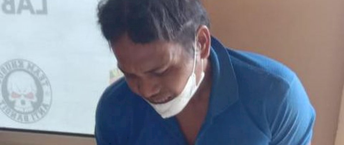 Anto Dogol saat diamankan di Mapolres Labura.