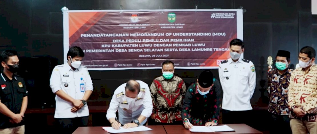 Pemerintah Kabupaten Luwu bersama Komisi Pemilihan Umum (KPU) Kab. Luwu secara resmi melakukan penandatanganan Kesepakatan Bersama atau Memorandum of Understanding (MoU) di ruang Kerja Bupati Luwu, Rabu (28/07/2021).