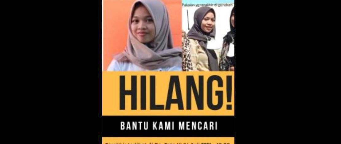 Pamflet berisi pemberitahuan tentang hilangnya Sri Rahayu.
