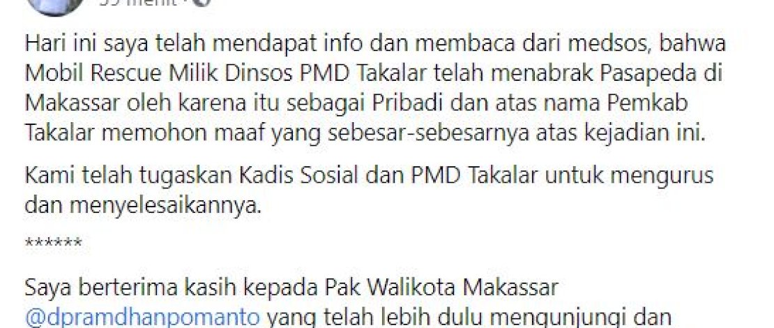 Permintaan maaf Syamsari Kitta dan penampakan mobil Rescue penabrak lari pesepeda di Jl Nusantara, Makassar.