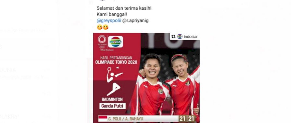 Postingan media sosial Bupati Lutra, Indah Putri Indriani.