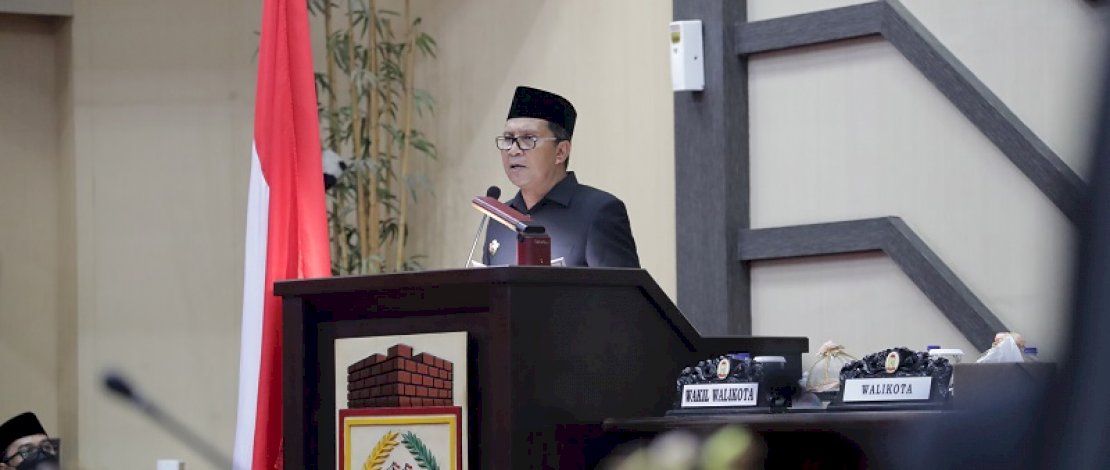 Wali Kota Makassar, Moh Ramdhan Pomanto, saat menyampaikan penjelasan terhadap Ranperda Rencana Pembangunan Jangka Menengah Daerah (RPJMD) Tahun 2021-2026, pada Rapat Paripurna DPRD Makassar, yang dilaksanakan Senin, 28 Juni 2021. 