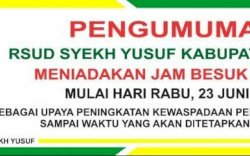 RSUD Syekh Yusuf Kembali Tiadakan Jam Besuk