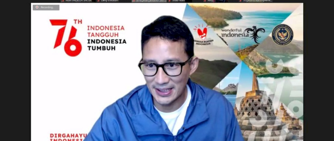 Sandiaga Uno saat hadir dalam kegiatan YOUNG Entrepreneur Summit (YES), yang digelar secara virtual, Sabtu (14/8/2021).