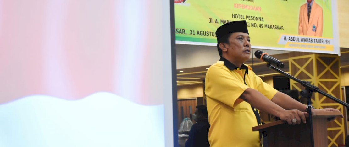 Ketua Komisi D DPRD Kota Makassar, Abd Wahab Tahir menggelar sosialisasi peraturan daerah (perda) nomor 6 tahun 2019 tentang kepemudaan di Hotel Pessona, Selasa (31/8/2021).