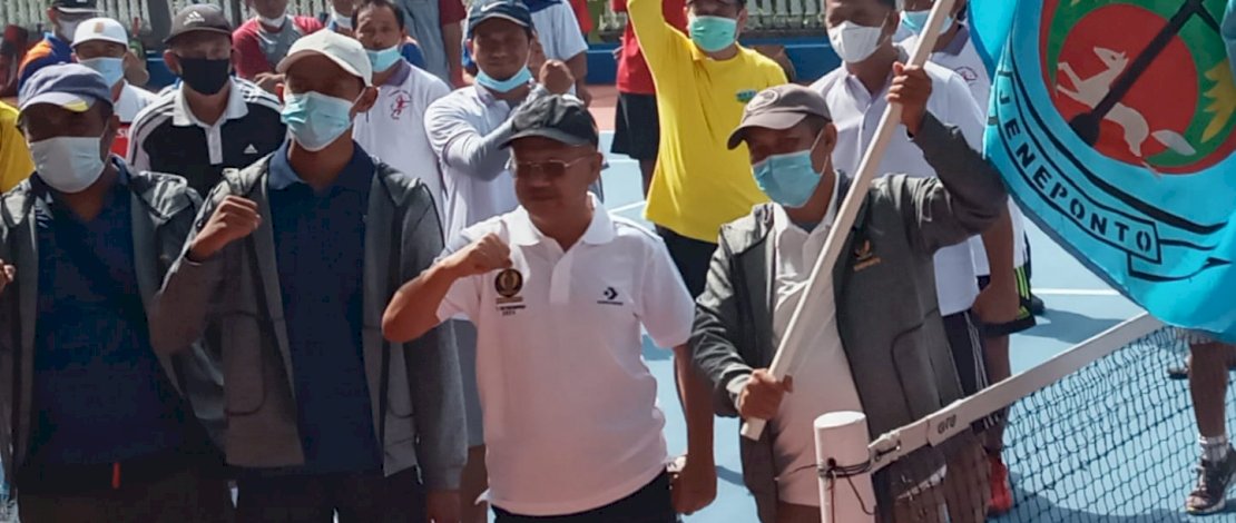 Bupati Jeneponto Lepas Tim Pra PORPROV dan Buka Kejuaraan Tenis 