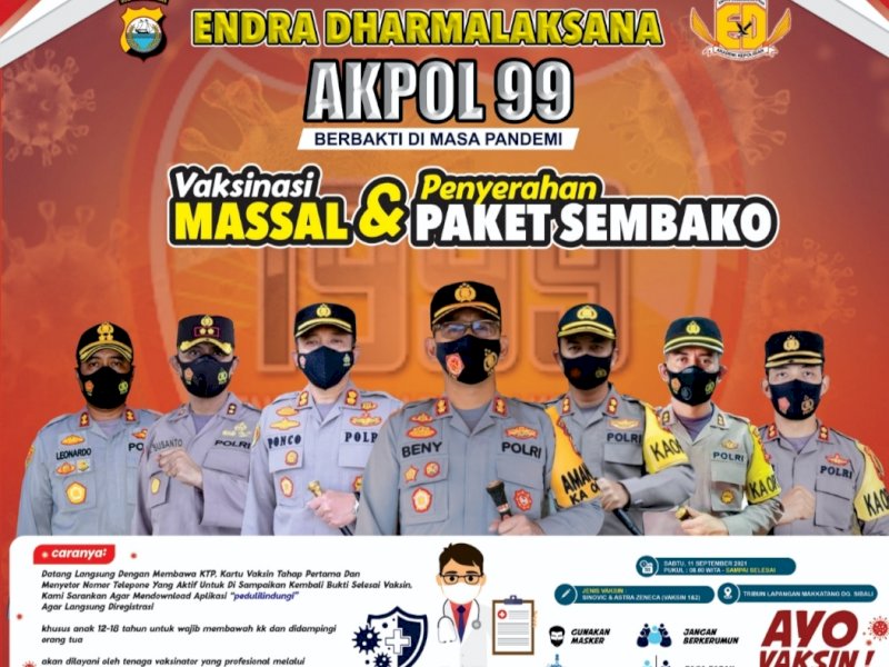 Besok Akpol 99 Gelar Vaksinasi Massal dan Bagi Sembako