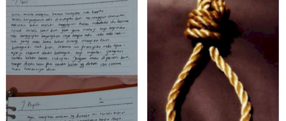 Pucuk surat yang ditinggalkan QA, mahasiswi akuntansi perguruan tinggi negeri di Makassar, sebelum gantung diri.