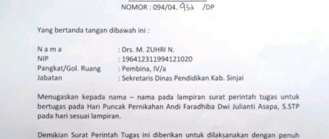 Salinan surat tugas Diknas Sinjai. Salinan surat tugas Diknas Sinjai.
