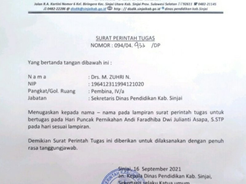 Surat Tugas Diknas Sinjai untuk Acara Pernikahan, Praktisi Hukum: Jangan Manfaatkan Situasi