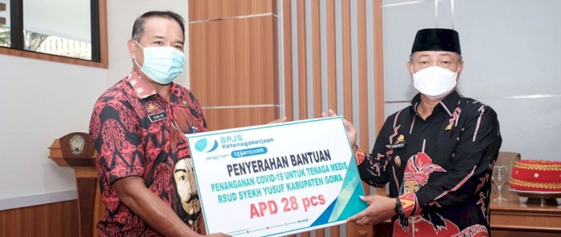 Pemkab Gowa Terima Bantuan Penanganan Covid-19 dari BPJS Ketenagakerjaan