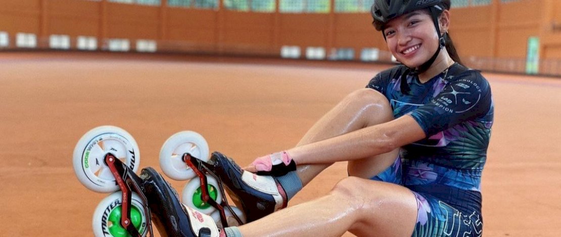 Dhinda Salsabila atlet sepatu roda yang mempersembahkan 3 medali di Pon XX Papua.