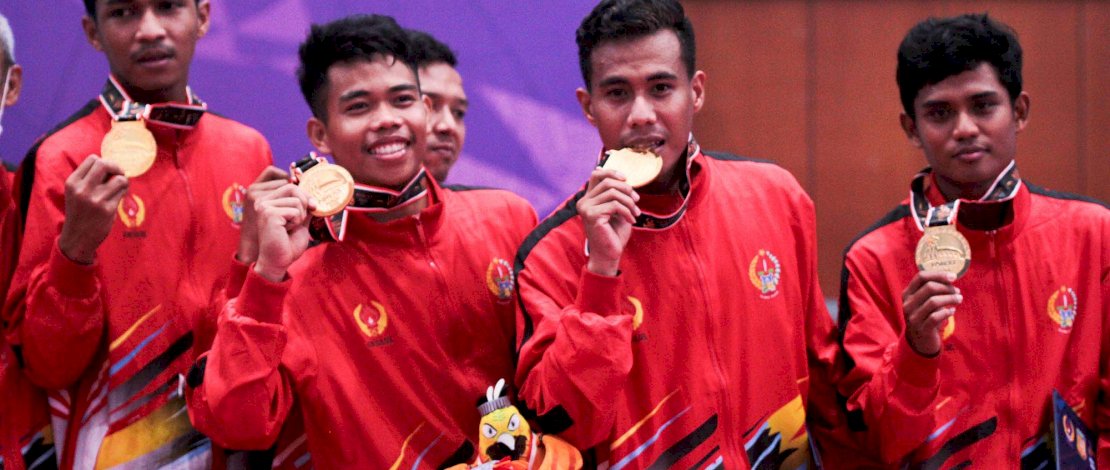 Tim sepak Takraw Sulsel Juara Umum PON XX Papua. 