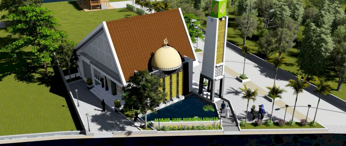 Desain masjid yang dibangun anggota DPR RI Muhammad Yasir di atas tanahnya di Wae Tuo, Bone.