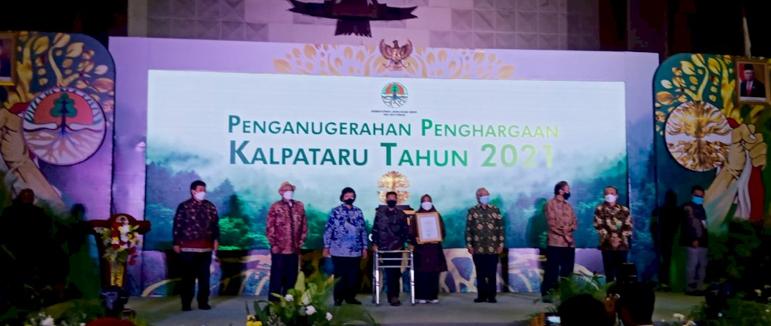 Ali Topan saat menerima penghargaan Kalpataru 2021.