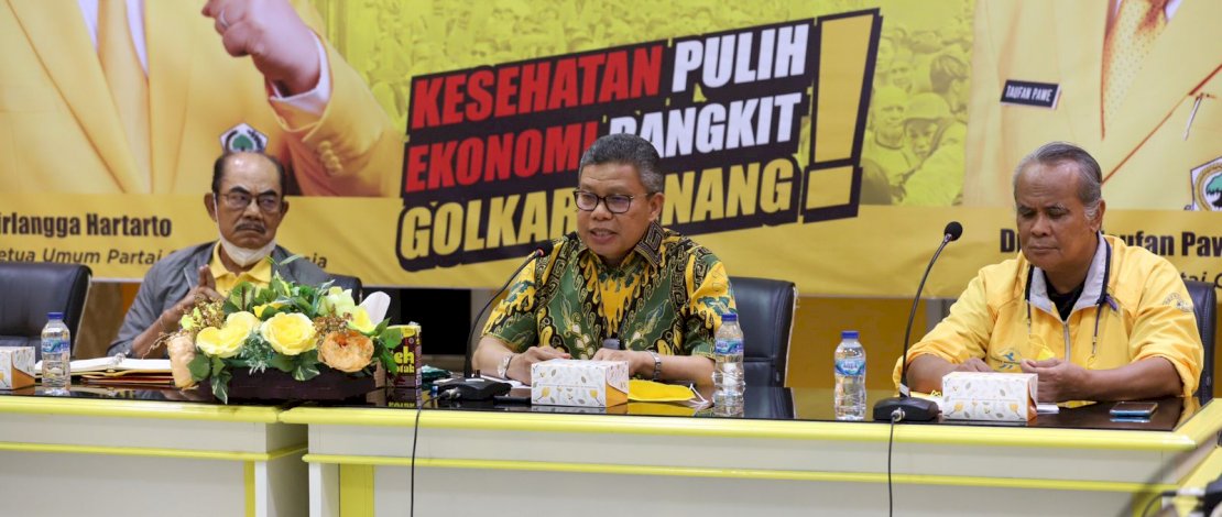 Suasana rapat virtual pemantapan Golkar Institute di Makassar.
