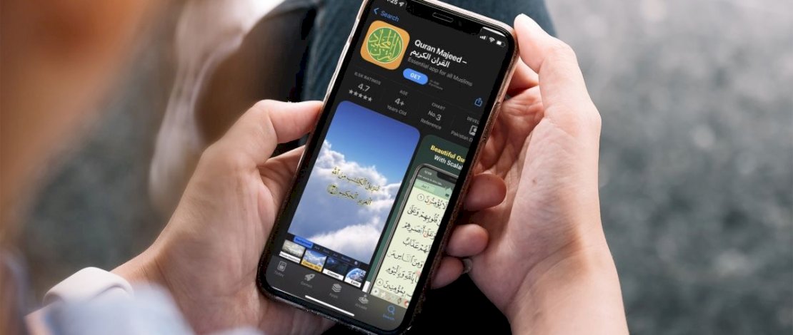 Ilustrasi aplikasi Quran Majeed di Iphone. 