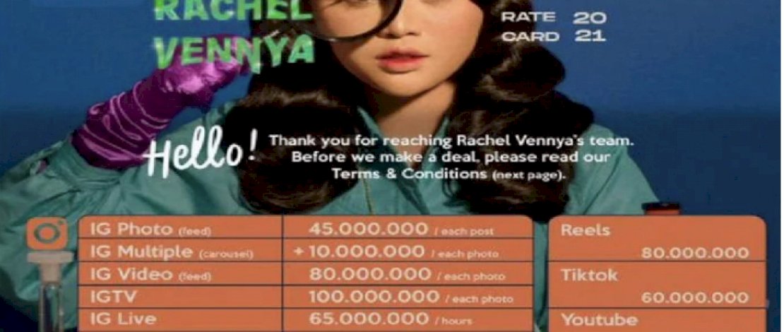 Tarif Endorse Rachel Vennya yang bocor ke Publik.