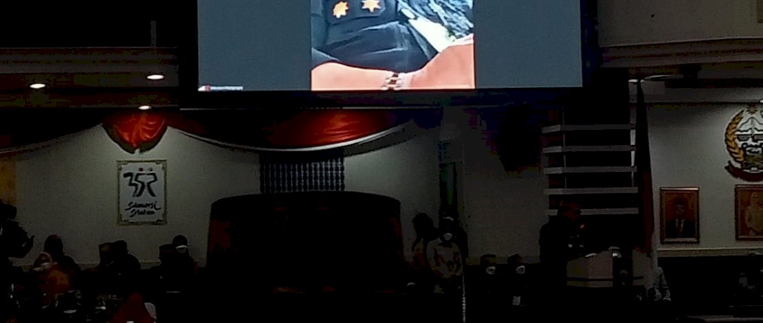 Syahrul Yasin Limpo tampil secara virtual pada peringatan Hari Jadi Sulsel di Ruang Rapat Paripurna DPRD Sulsel.